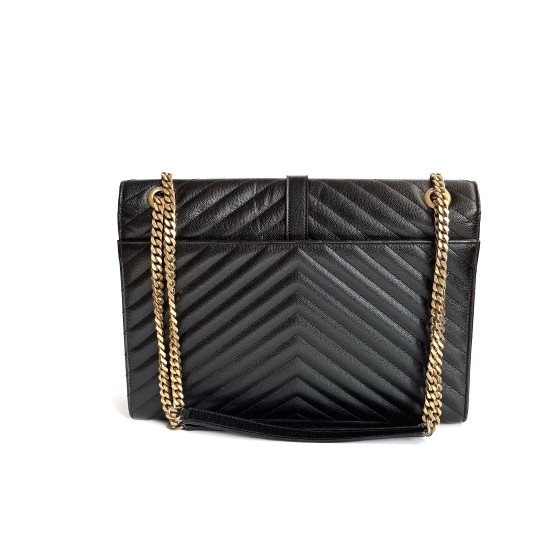 Saint Laurent Medium Envelope Bag in Quilted Grain de Poudre Leather